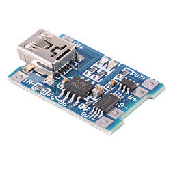 TP4056 із захистом модуль заряду Li-ion акумуляторів, MiniUSB