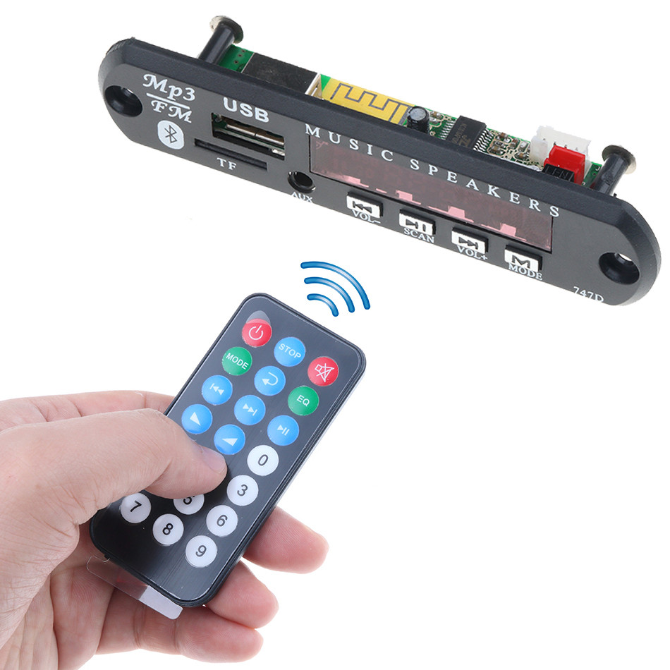 Аудіоприймач MP3-плеєр FM, Bluetooth, USB, SD модуль, пульт, DC12V, фото 1