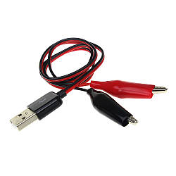 Перехідник USB — затискачі, крокодили, провід живлення 60 см