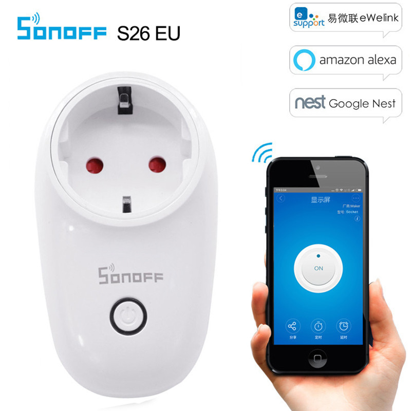 Wi-Fi розетка з таймером Sonoff S26 (10А/AC 250В віддалене керування, розумний будинок), фото 1