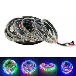 Світлодіодна стрічка WS2812B, RGB, IP67, 60 Світлодіодів/м, 5 В, 1 м, Чорна підкладка