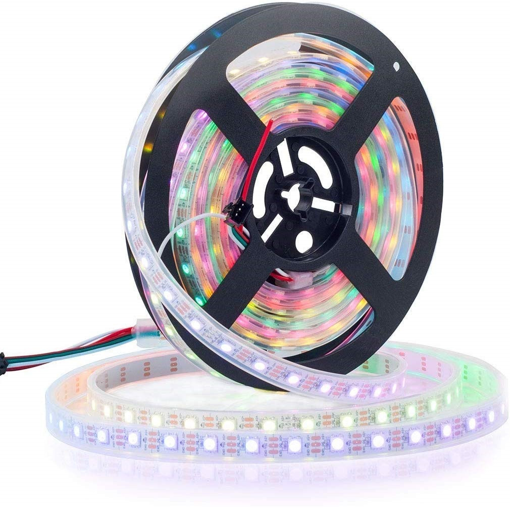 Світлодіодна стрічка WS2812B, RGB, IP67, 60 Світлодіодів/м, 5 В, 1 м, Біла підкладка, фото 1