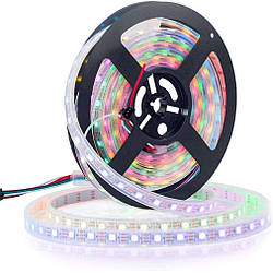 Світлодіодна стрічка WS2812B, RGB, IP67, 60 Світлодіодів/м, 5 В, 1 м, Біла підкладка