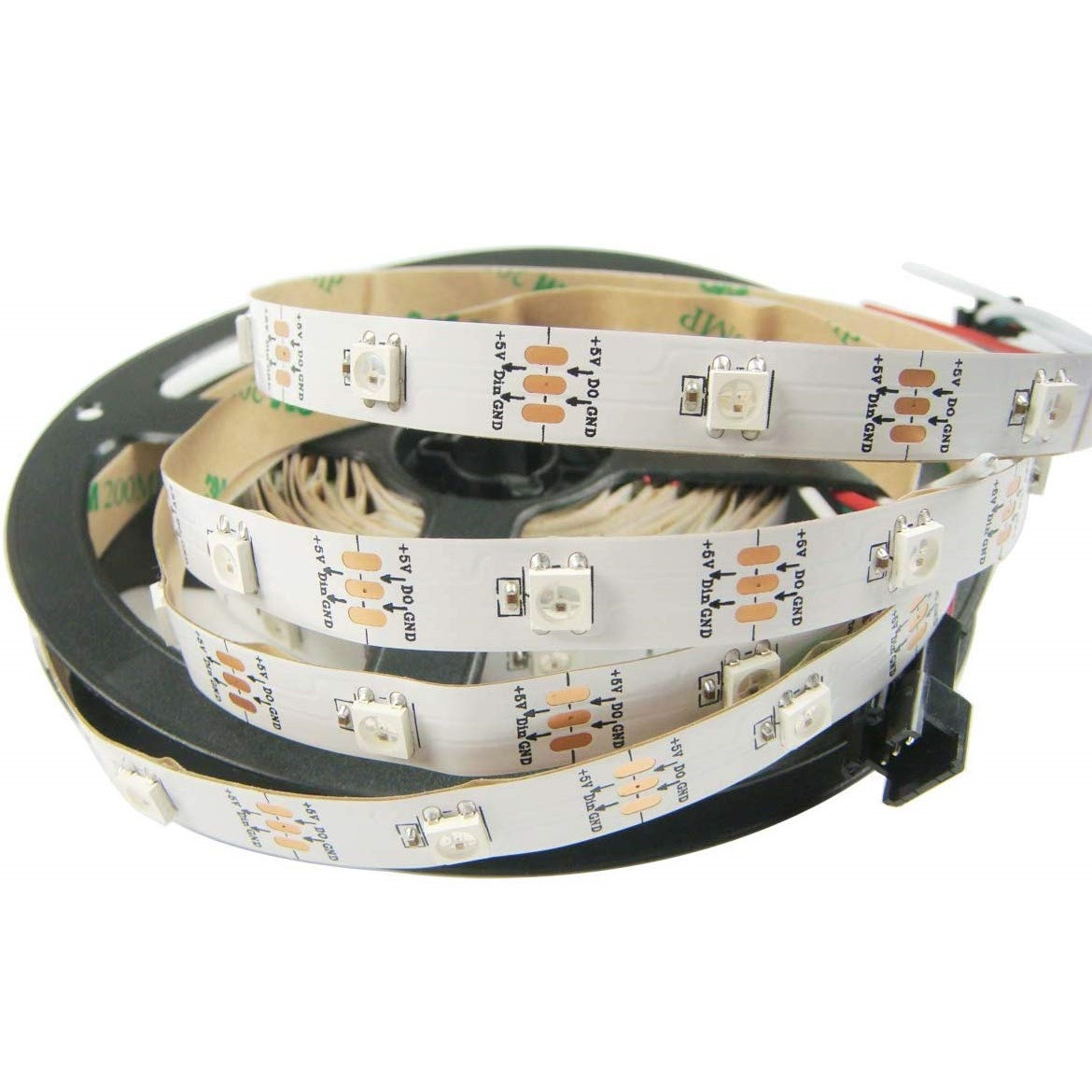 Світлодіодна стрічка WS2812B, RGB, IP30, 30 Світлодіодів/м, 5 В, 1 м, Біла підкладка, фото 1