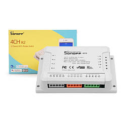 Wifi реле Sonoff 4CH R2 — 4-канальний вимикач (10А/AC 250V віддалене керування, розумний будинок)