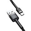 Кабель Baseus Cafule Data Cable USB — Type-C, 3A, QC3.0, 1 м, Нейлонове обплетення, Чорний, фото 2