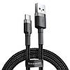 Кабель Baseus Cafule Data Cable USB — Type-C, 3A, QC3.0, 1 м, Нейлонове обплетення, Чорний, фото 3