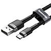 Кабель Baseus Cafule Data Cable USB — Type-C, 3A, QC3.0, 2 м, Нейлонове обплетення, Чорний, фото 2