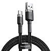 Кабель Baseus Cafule Data Cable USB — Type-C, 3A, QC3.0, 2 м, Нейлонове обплетення, Чорний, фото 3
