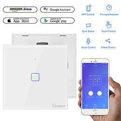Wifi вимикач Sonoff TX T0EU1C — Сенсорна панель з LED-підсвіткою (AC 250 В/2А)
