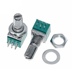 Змінний резистор RK097G, 5кОм, B5K, Потенціометр здвоєний 6pin
