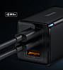 Зарядний пристрій BASEUS GaN5 Pro 65W (2 USB Type-C + USB Type-A) 65Вт PD3.0 QC4.0 + Кабель Type-C 100W PD, фото 5