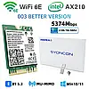 Wi-Fi адаптер Intel AX210 Wi-Fi 6E 802.11ax M.2 тридіапазонний 2.4G/5G/6G 5374Mbps Bluetooth 5.3 (AX210NGW), фото 2