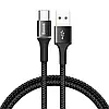 Кабель Baseus Halo Data Cable USB — Type-C LED, 3A, QC3.0, 2 м, Нейлонове обплетення, Чорний, фото 2