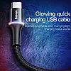 Кабель Baseus Halo Data Cable USB — Type-C LED, 3A, QC3.0, 2 м, Нейлонове обплетення, Чорний, фото 3