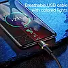 Кабель Baseus Halo Data Cable USB — Type-C LED, 3A, QC3.0, 2 м, Нейлонове обплетення, Чорний, фото 5