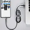 Кабель Baseus Halo Data Cable USB — Type-C LED, 3A, QC3.0, 2 м, Нейлонове обплетення, Чорний, фото 8