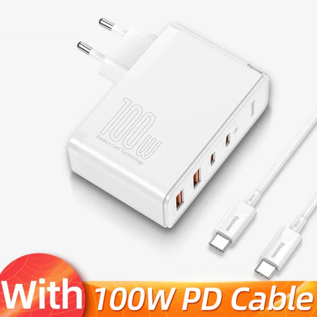 Зарядний пристрій BASEUS GaN2 Pro 100 W (2 USB Type-C + 2 USB Type-A) 100 Вт PD3.0 QC4.0 Кабель Type-C 100W PD, фото 1