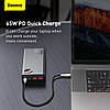 Павербанк Power Bank Baseus 65W 20000mAh Adaman Metal Digital Display QC3.0+PD3.0 2USB-A+Type-C, Кабель Type-C, фото 7