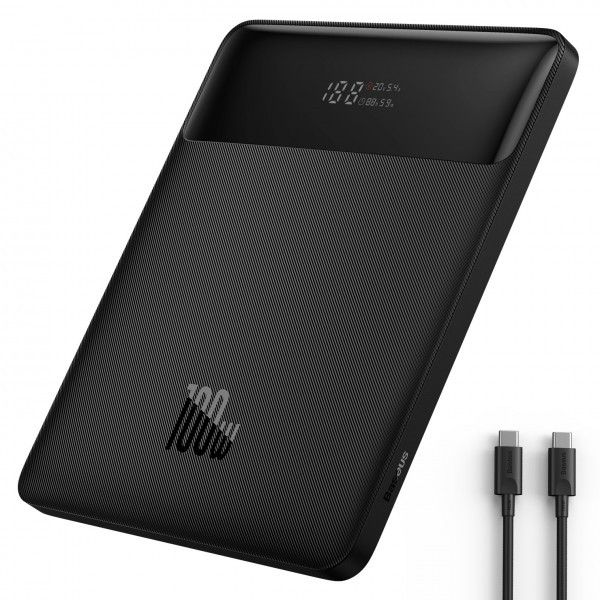 Павербанк Power Bank Baseus 100W 20000mAh Blade Digital Display QC4.0+PD3.0 2USB-A+2USB-C Кабель 100W 20V 5A, фото 1