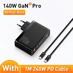 Зарядний пристрій BASEUS GaN5 Pro 140 W (2 USB Type-C + USB Type-A) 140 Вт PD3.1 QC4.0 + Кабель Type-C 240W PD