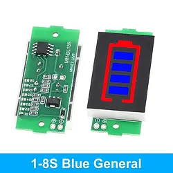 Індикатор рівня заряду батареї 1S 2S 3S 4S 5S 6S 7S 8S, 1S-8S, Li-ion, 18650, 3.3В-33.6В, Синій
