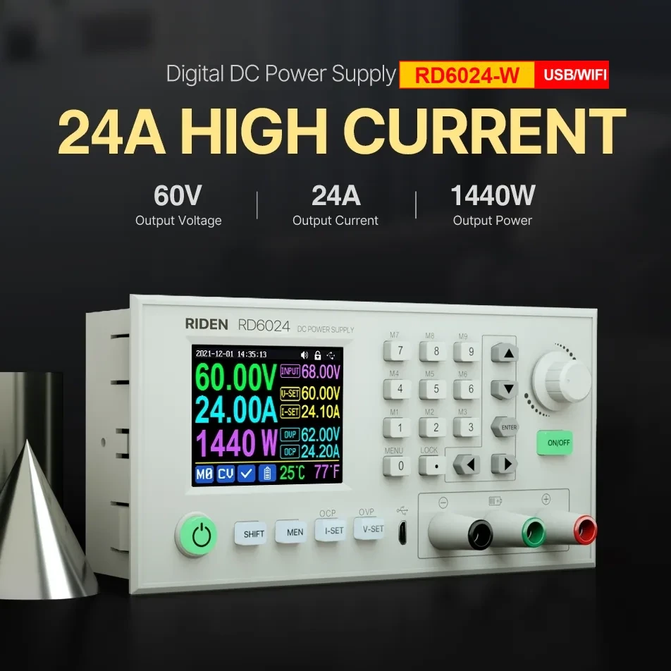 Лабораторний блок живлення RIDEN RD6024-W 0-60В 0-24A 1440Вт Wi-Fi USB знижувальний перетворювач RD6024W, фото 1