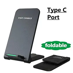 Бездротовий зарядний пристрій 18Вт USB Type-C Wireless Fast Qi Charger 18W Чорний