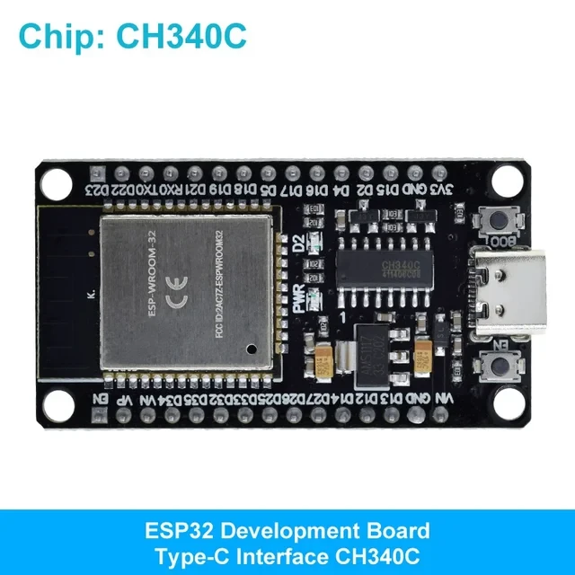 WiFi Bluetooth модуль ESP-32 ESP-WROOM-32 NodeMCU MicroPython CH340C 30Pin USB Type-C, фото 1