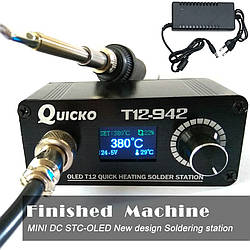 Паяльна станція Hakko QUICKO T12-942 MINI OLED 128х64, Ручка паяльника 907BH, 24В, 72Вт, Блок живлення 24В 3А