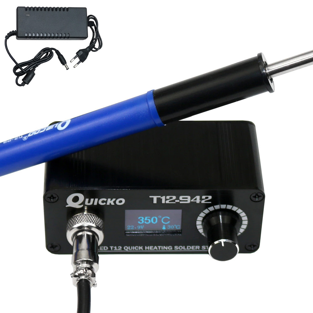 Паяльна станція Hakko QUICKO T12-942 MINI OLED 128х64, Ручка паяльника P9, 24В, 72Вт, Блок живлення 24В 3А, фото 1