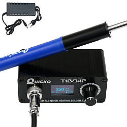 Паяльна станція Hakko QUICKO T12-942 MINI OLED 128х64, Ручка паяльника P9, 24В, 72Вт, Блок живлення 24В 3А