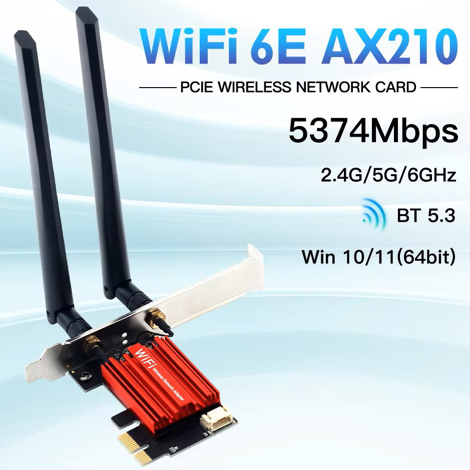Мережева карта Fenvi Intel AX210 AXE3000 Wi-Fi 6E 802.11ax PCI-E адаптер 2.4G/5G/6G Bluetooth 5.3 (AX210NGW), фото 1