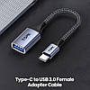 Кабель адаптер TOPK A10 USB Type-C - USB 3.0 OTG перехідник, нейлонове обплетення, 10см, фото 2