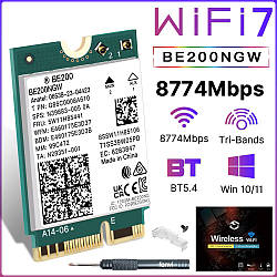 Wi-Fi адаптер Intel BE200 Wi-Fi 7 802.11be M.2 тридіапазонний 2.4G/5G/6G 8774Mbps Bluetooth 5.4 (BE200NGW)