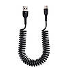 Кабель пружинний телескопічний USB Type-A to Type-C 66W 20V 5A, QC4.0+PD2.0, 1м, фото 2