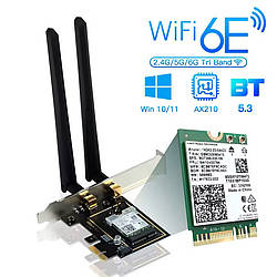 Мережева карта Fenvi Intel AX210 AXE3000 Wi-Fi 6E 802.11ax PCI-E адаптер 2.4G/5G/6G Bluetooth 5.3 (AX210NGW)