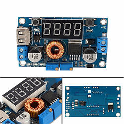 Знижувальний перетворювач XL4015 5A CC/CV регулювання напруги струму вольтметр амперметр ватраметр