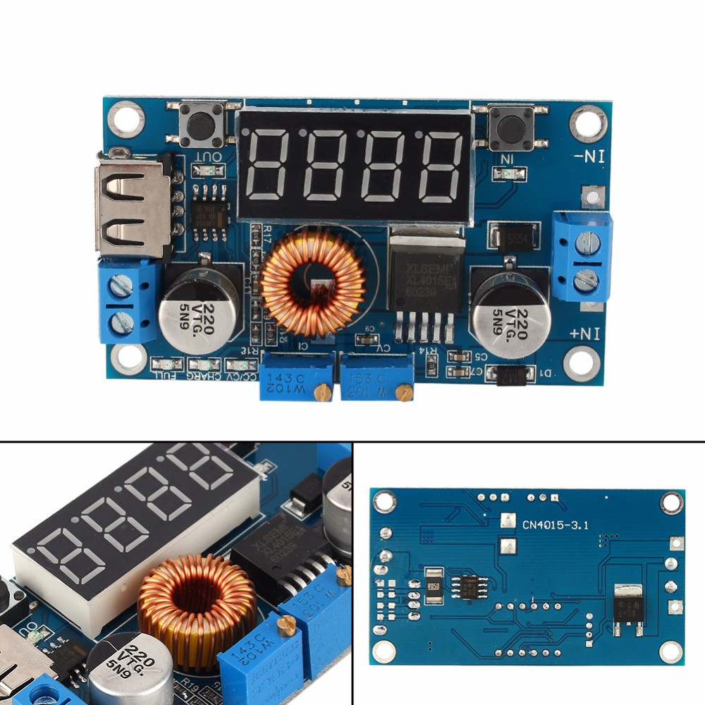 Знижувальний перетворювач XL4015 5A CC/CV регулювання напруги струму вольтметр амперметр ватраметр, фото 1