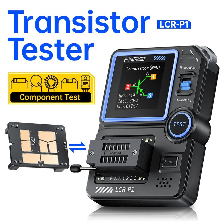FNIRSI LCR-P1 Тестер радіокомпонентів транзисторів вимірювач ESR LCR NPN PNP MOSFET IR 300mAh, фото 1