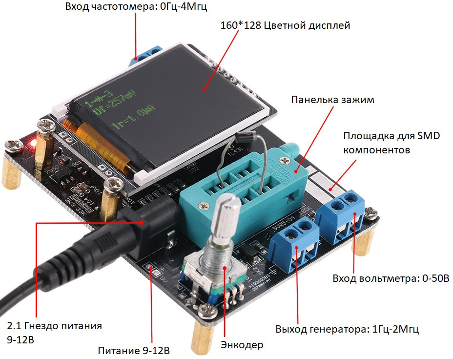 Тестер GM328A, Вимірювач ESR LCR, Генератор, Частотомір, Вольтметр, фото 1