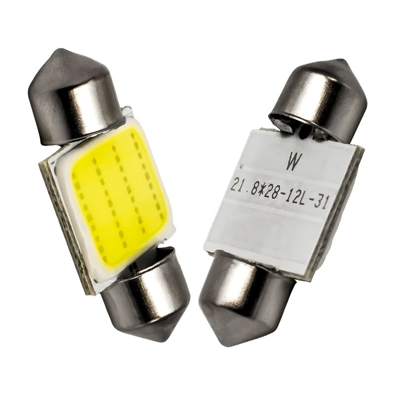 LED COB C5W, C10W, 31 мм, Лампа в автомобіль, Біла, фото 1