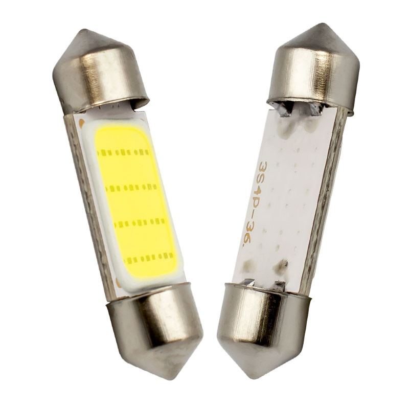 LED COB C5W, C10W, 36 мм, Лампа в автомобіль, Біла, фото 1